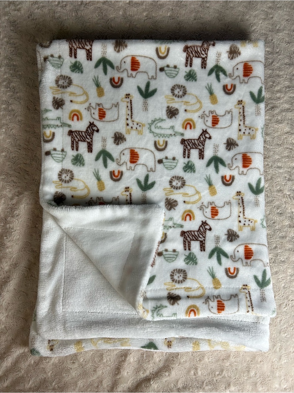 Modern Baby Safari Animals Baby Blanket Zebra Rainbow Elephant Giraffe Turtle